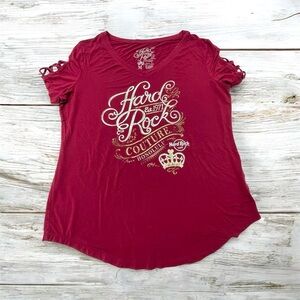 Hard Rock Cafe Couture Honolulu T-Shirt Short Sleeve Burgundy Women's Size M